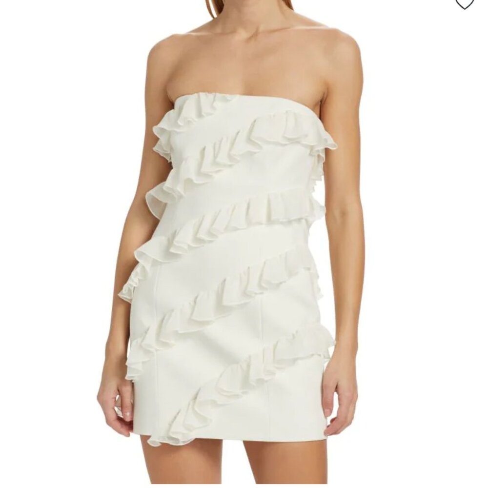 Cinq à Sept Ninette Ruffled Mini Dress in Ivory NWT